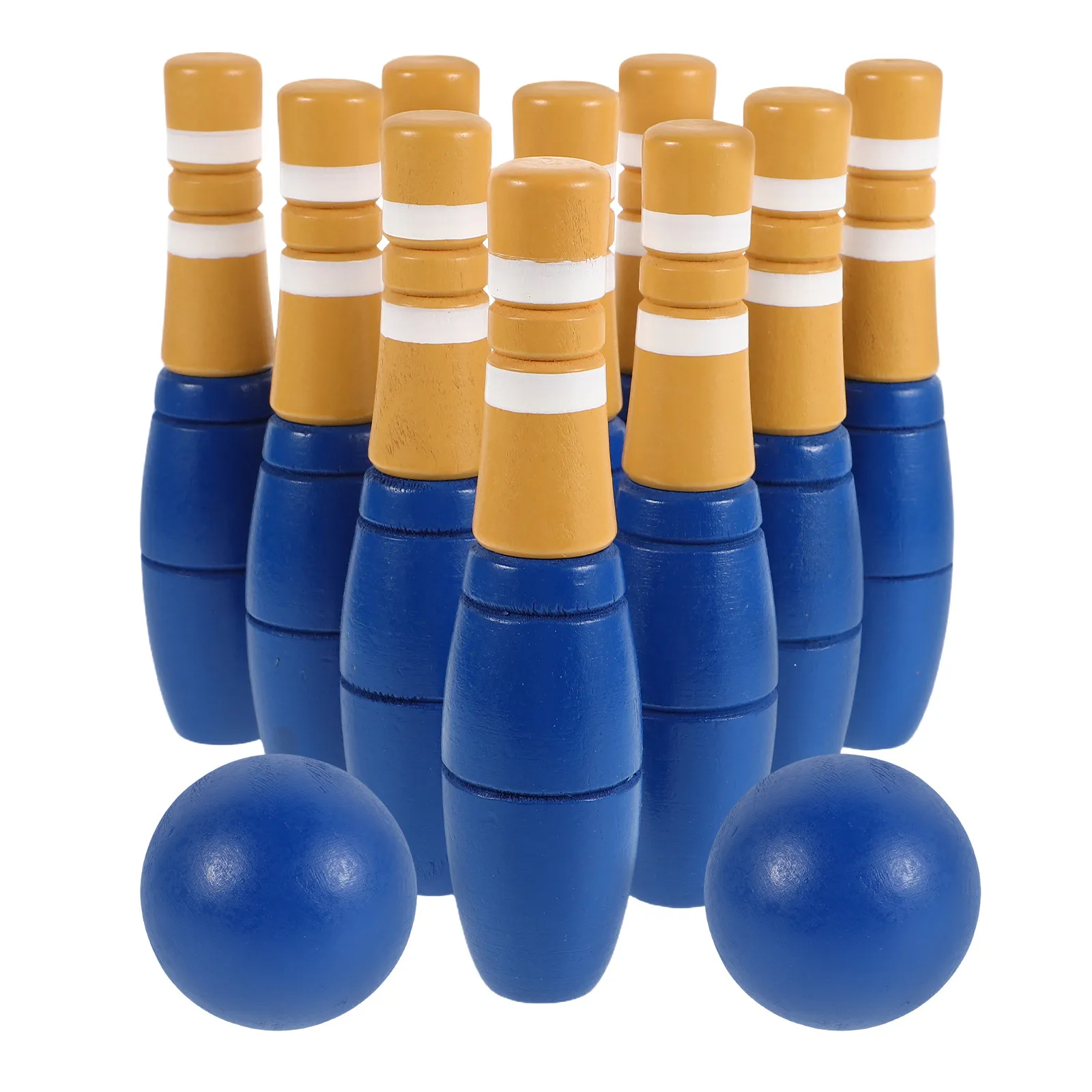 1Set Children Bowling Pins Solid Wood Indoor Outdoor Bowling Kit for Kids Early Development Motor Skills Hand Eye Coordination