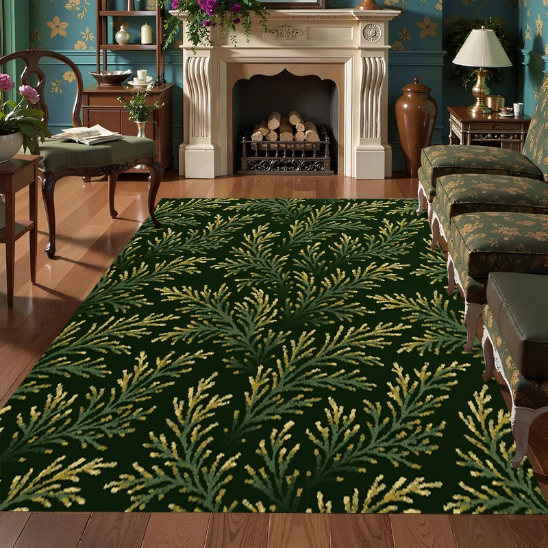 Home Decoration Living Room Rug Carpet Non Slip Floor Mat Botanical Pattern Large Area Rug Nordic Style Vintage Style