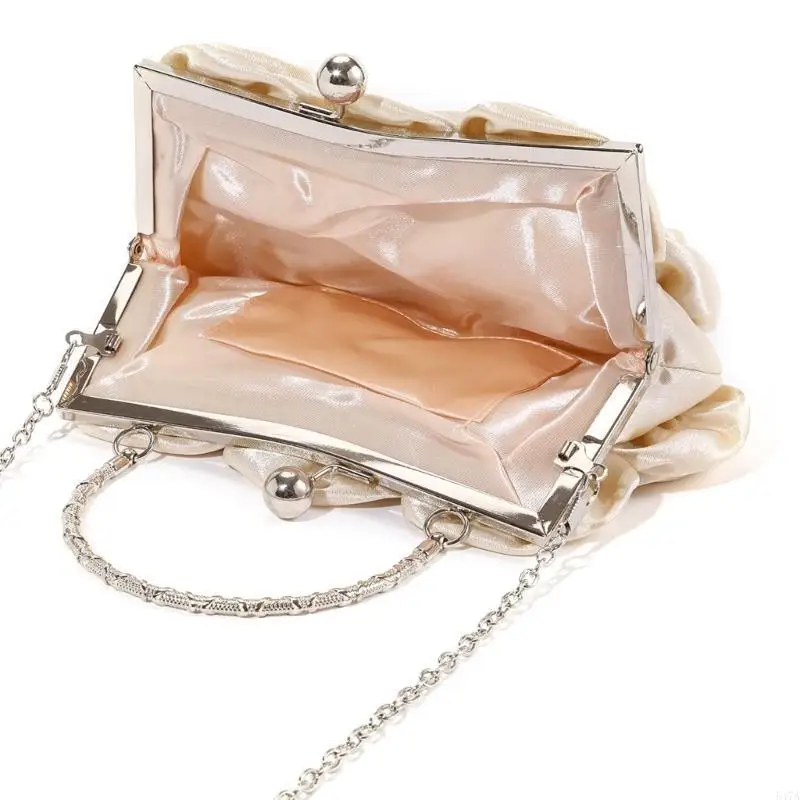 

Women's Evening Clutch Bag Rose Floral Satins Small Purses with Detachable Chain Strap for Wedding Parties Prom 547A