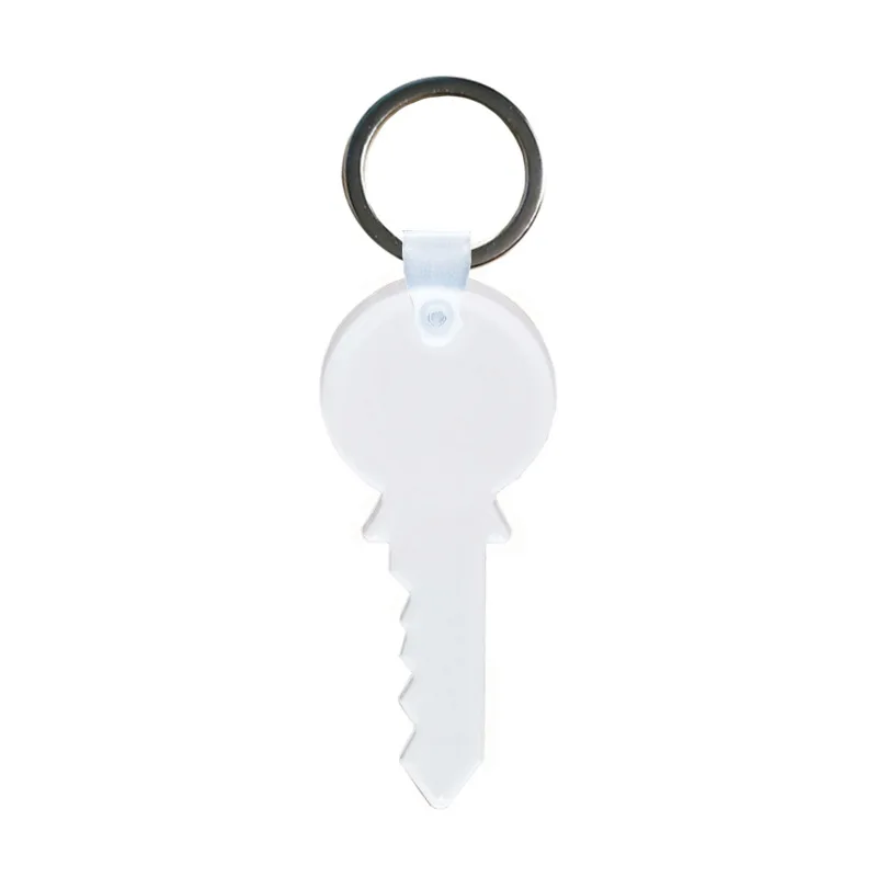 20pcs Sublimation DIY White Single Sided Blank Acrylic Key Shaped Keychain