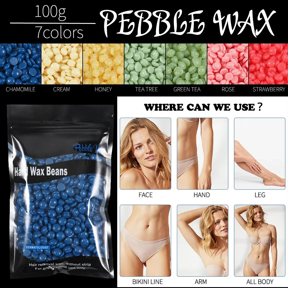 Unisex Hot Film Wax Feijão Depilatório, Depilação dura, Feijão encerado, Biquíni, Rosto, Pernas, Corpo, 100g