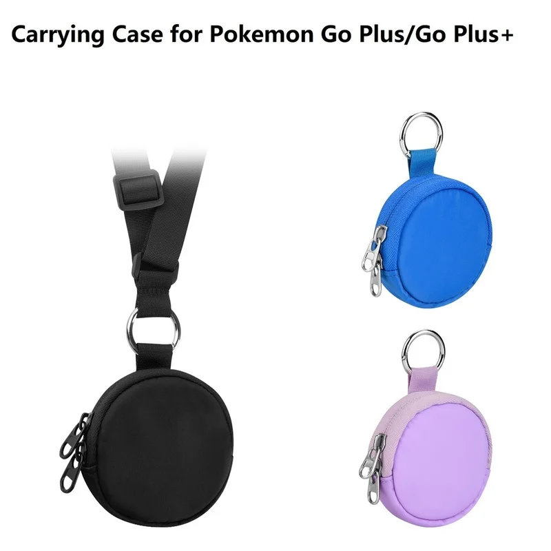 Y43A Carrying Case for Pokemon Go Plus/Go Plus+, Portable Protective Storage Pouch with Key Ring & Neck Strap Black
