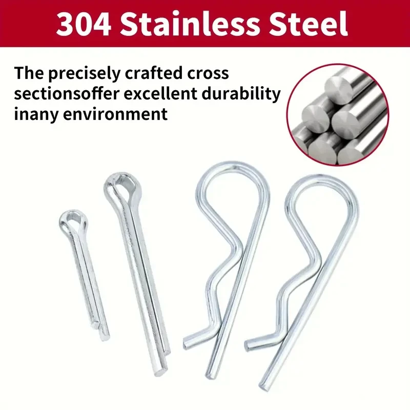 3/6pcs Multi purpose carbon steel galvanized R-type spring pin galvanized open mouth pin wavy pin B-type pin