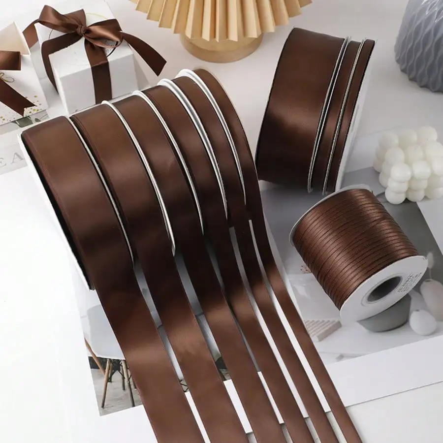 25 Yards einseitiges Satin-Polyesterband für Geschenkverpackungen, Party-Haarflechten, Schleifendekoration, Blumenarrangements, Bastelbedarf