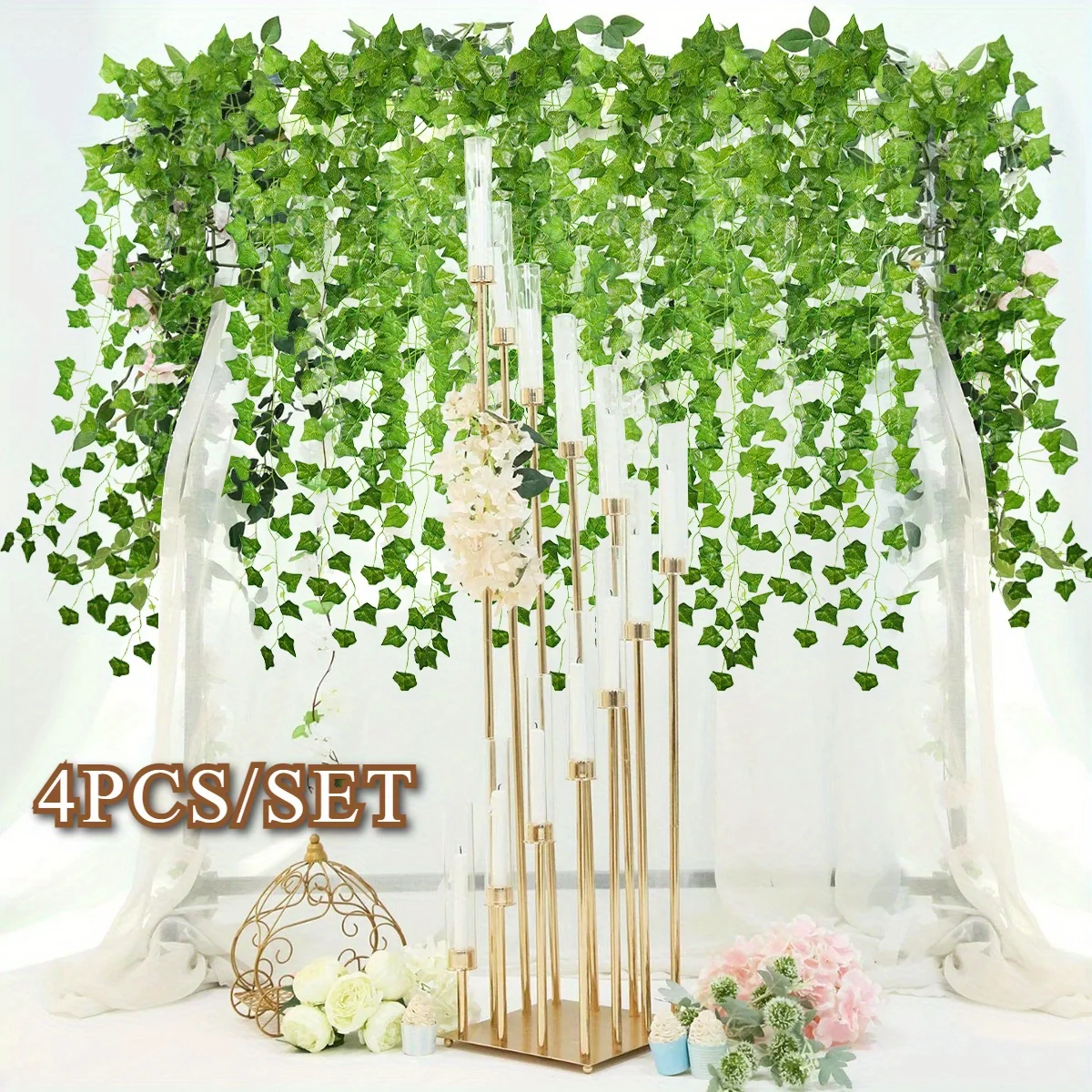 

XIYA FLOWER 4pcs/set artificial green ivy leaves hanging vine grass leaf Garland Plant green PE material Home & Garden decor