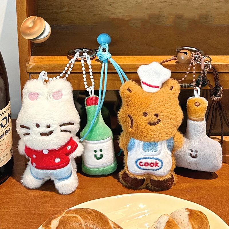 Cartoon Bunny pluche sleutelhanger gevulde beer pop hanger, auto sleutelhanger rugzak decoratie, kindercadeau