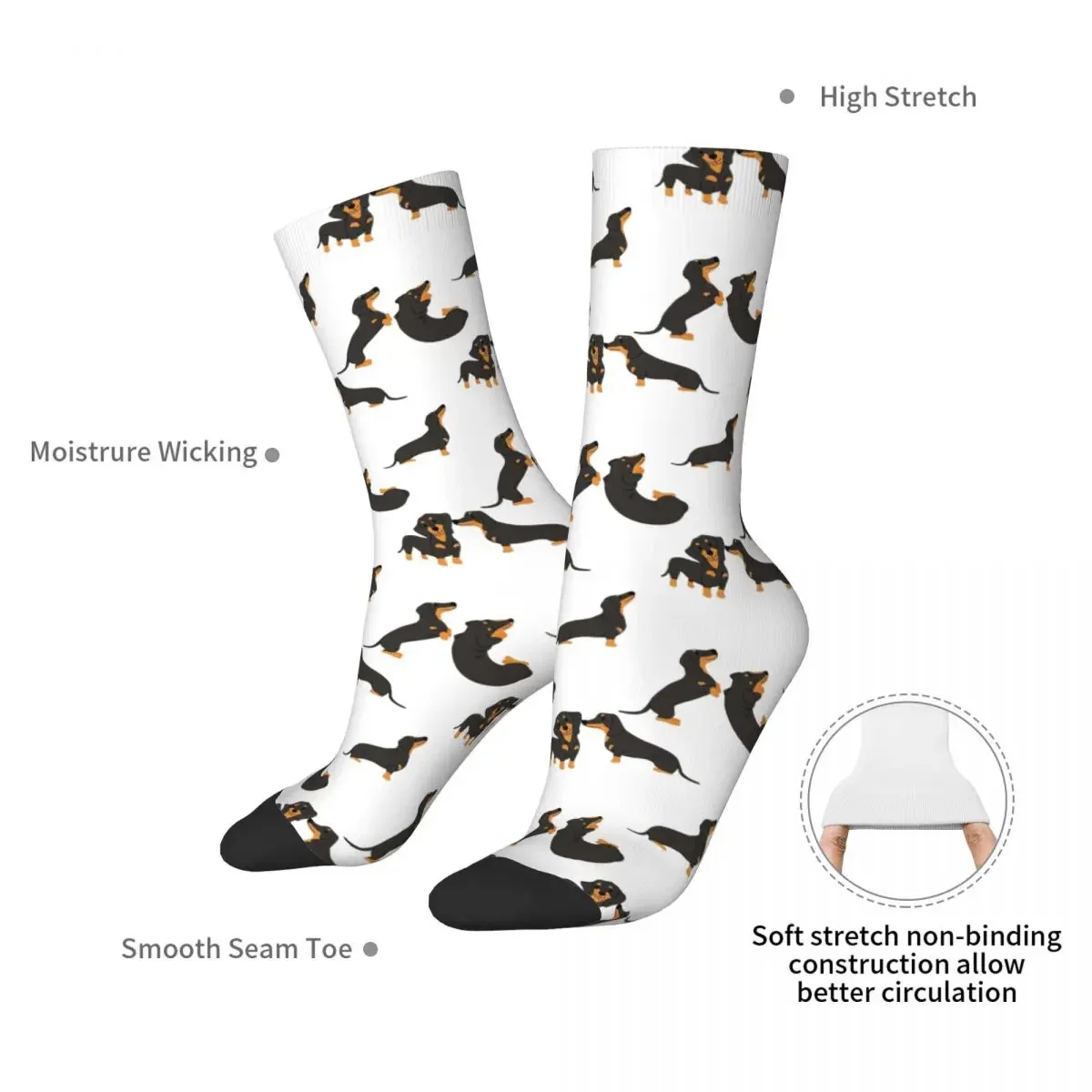 Paquete de pegatinas de Dachshund Harajuku, calcetines largos de alta calidad para todas las estaciones, accesorios para regalos para hombres y mujeres