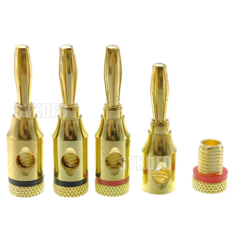 4Pcs 4mm Gold-Plated Banana Plug Adapter Sound Amplifier Cable Wire Audio Speaker Connector Banana Connectors with Screw Lock