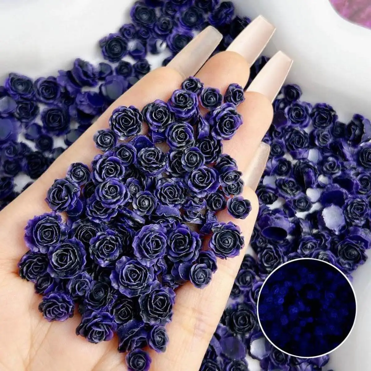 Random Mixed Y2K Dark Purple Rose Nail Art Decoration 3D Resin Sweet Glow In The Night Flower Bud Nail Art Charm DIY Crafts