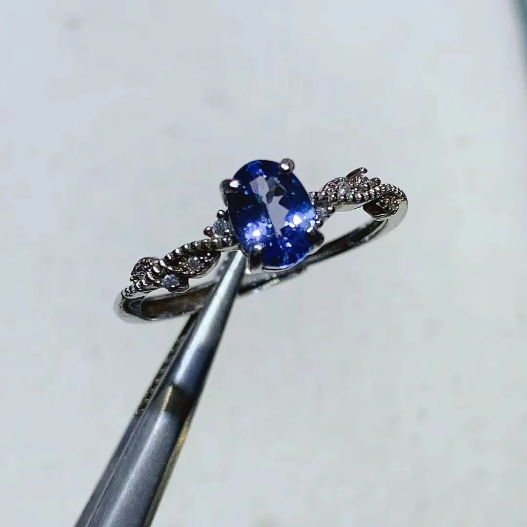 KJJEAXCMY High End Women's Ring Natural Tanzanite S925 Silver with Electroplating Boasting High Clarity Full  Brilliance