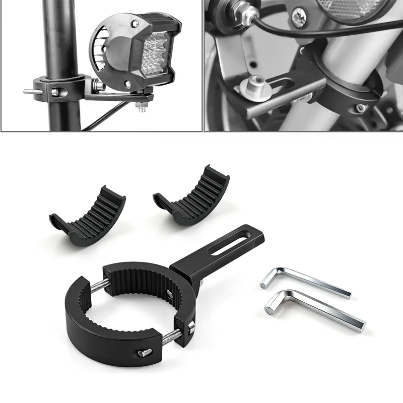 Zusätzliche LED-Motorradbeleuchtung Halterung Moto-Scheinwerfer-Halter Motorrad-Scheinwerferhalterung Vordergabel-Klemmhalterung – Detail 7