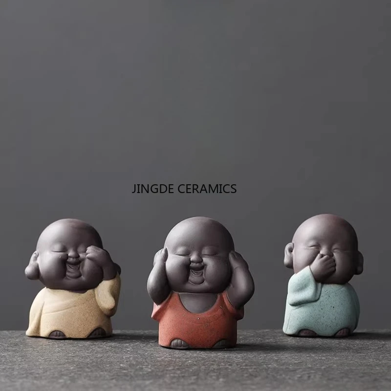 Purple Clay Monk Tea Pet Buddha Statue Teapet Home Decoration Tea Ceremony Accessories Chinese Style Mini Buddha Statue Tea Pet