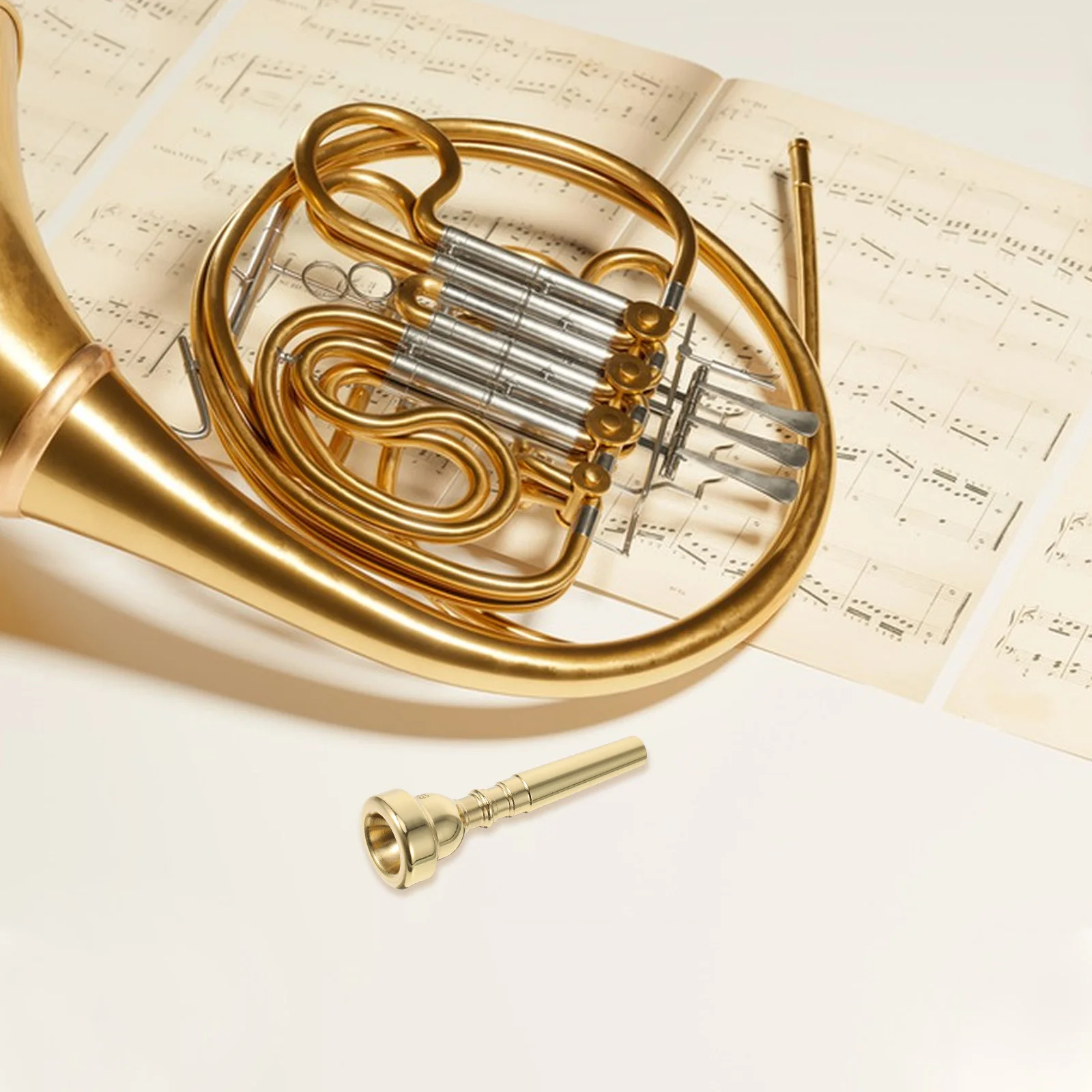 قطعتان من قطع أبواق البوق النحاسية بتصميم عالمي، قطعة فم بديلة معدنية ناعمة للعب بدون جهد للطلاب و