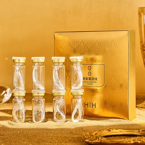 Suero facial de esencia antienvejecimiento, hilo de proteína de colágeno absorbente, estiramiento facial, línea de fibroina de seda, tallado