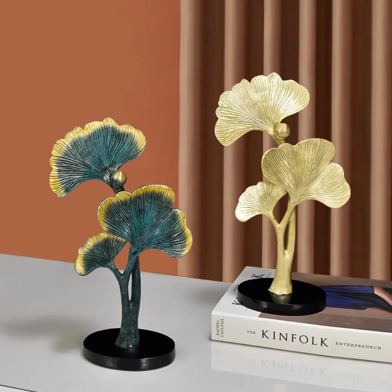 Simulated Ginkgo Leaf Resin Sculpture Nordic Home Decoration Accessories Ginkgo Leaves Figurine Living Room Desktop Ornaments