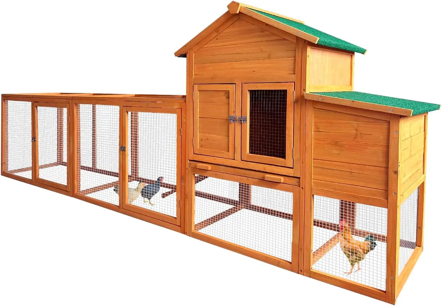 122''Chicken Coop with Nest Box - Poultry Cage with Removable Tray, Wooden Chicken Coop for 2-6 Chickens with Waterproof Roof