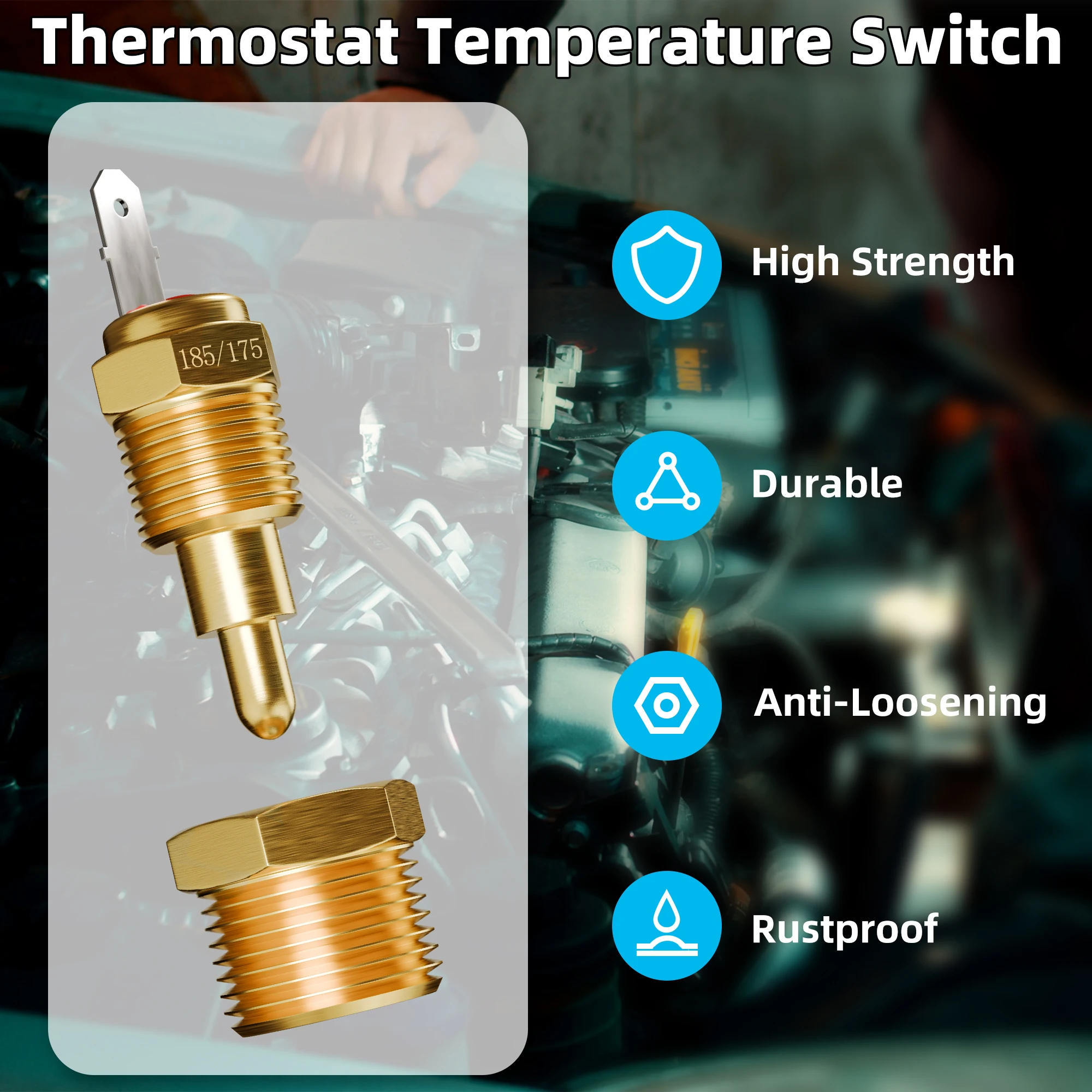 2 個 3/8 インチ NPT ファンサーモスタット温度スイッチ 185 ° Fから175まで ° F 電気エンジン冷却ファン温度センサー スイッチ