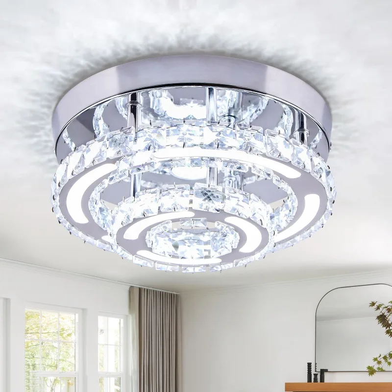 Modern LED Round Acrylic Double Layer Crystal Ceiling Lights Home Garden Appliance Living Room Stairs Fixtures Fathers Day Gifts