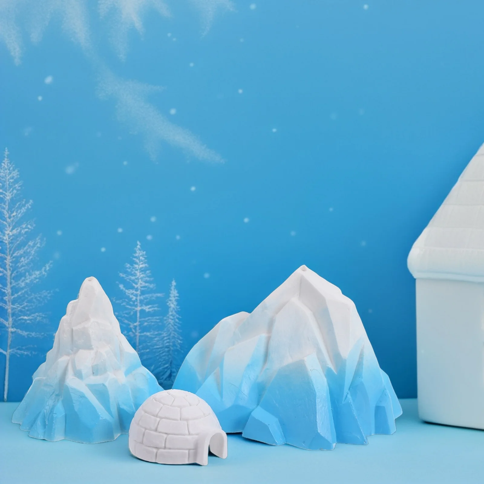 

3Pcs Mini Arctic Iceberg Glacier Igloo Decoration Realistic Ice House Micro Landscape Aquarium Snow Scene Igloo Arctic Figurines