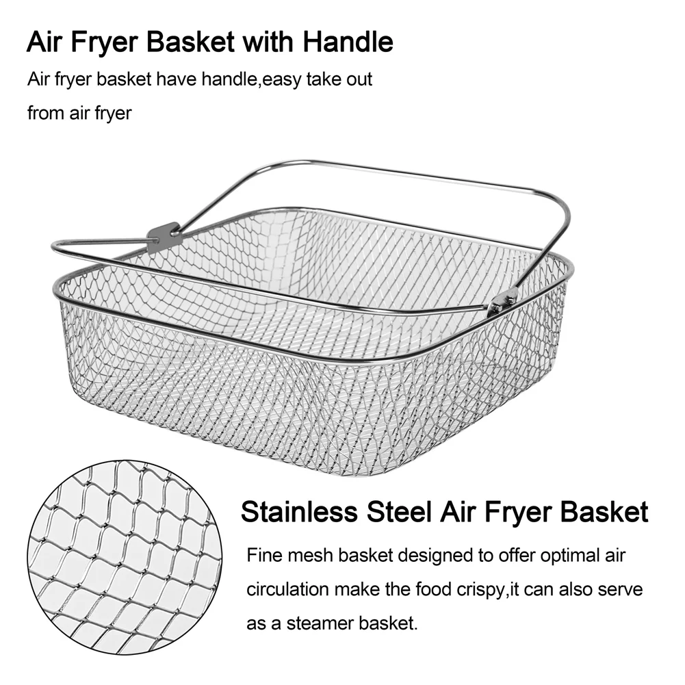 Air Fryer Basket 8.19Inch Square Air Fryer Basket for Instant Vortex Air Fryer,COSORI,Philips,Air Fryer Accessories