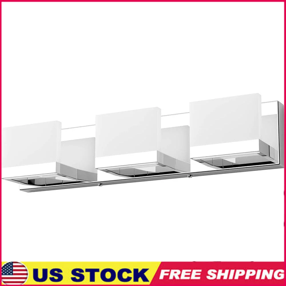 

Modern LED Vanity Light 3 Lights Chrome Wall Fixture Bathroom Up Down Lighting Over Mirror 6000K Acrylic Shade Hard Wired