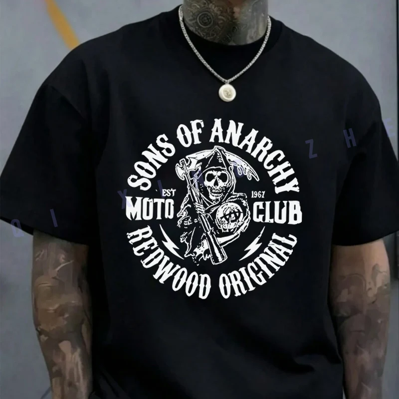 

Euro Size Sons Of Anarchie Soa Redwood Original Moto Club T-shirt Cotton O-neck Short Sleeve Moto T Shirt Fashion Hip Hop Tshirt