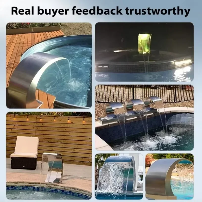 Fontana per massaggio sauna con ugello per piscina ad arco a cascata per piscina in acciaio inossidabile adatta per cortile da giardino interno ed esterno