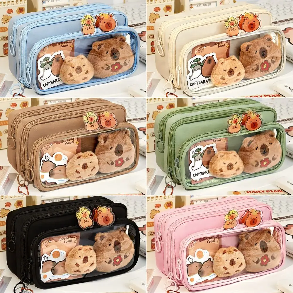Capybara Pencil Case 10 Layers Multi-functional Pen Bag Large Capacity Detachable Stationery Storage Pouch