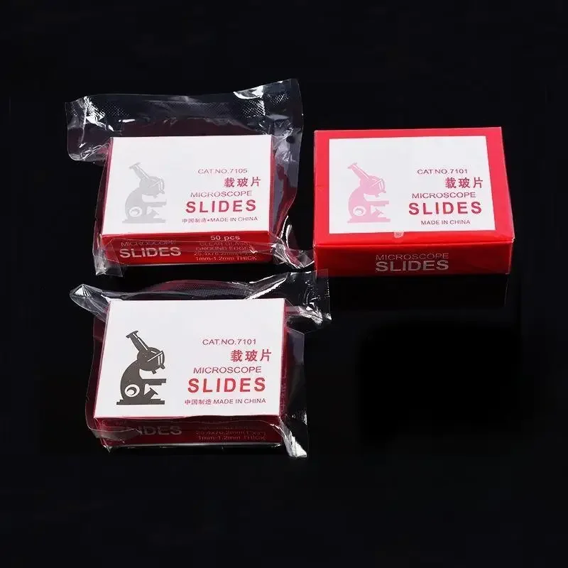 50 pcs/Box Lab Microscope Slides 1mm-1.2mm Thick Glass Slides for Microscope, Clear Glass Ground Edges 1