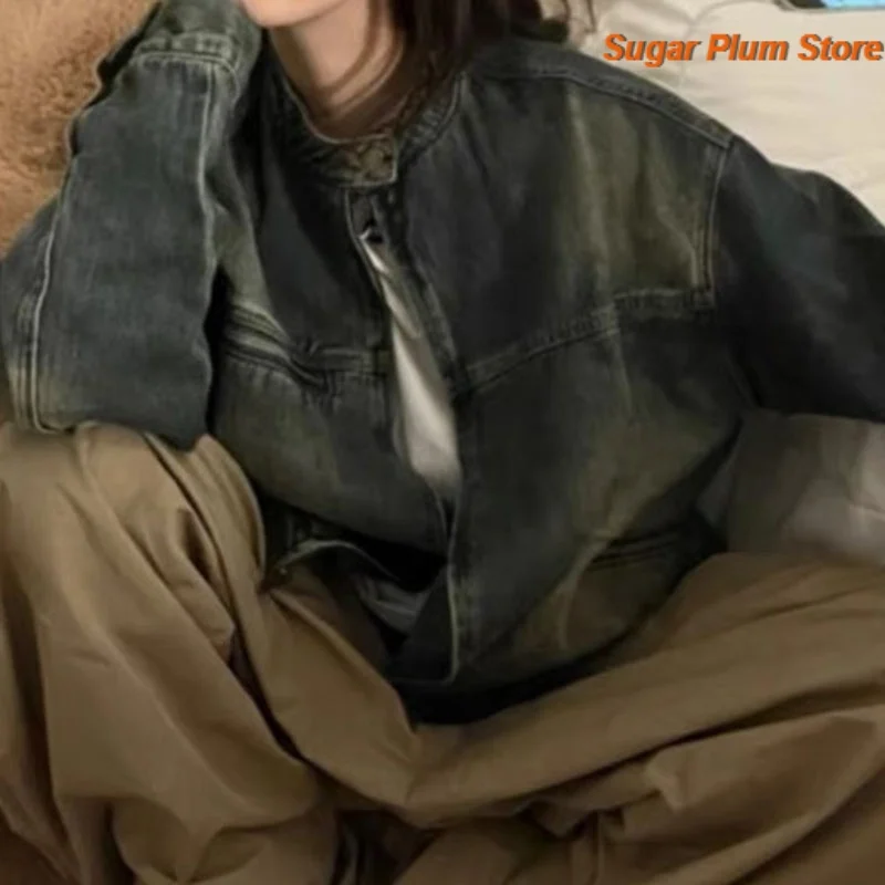 American Retro Washed Jeans Jacket Women's Spring and Autumn New Fashion Loose Joker Handsome Comfortable Leisure Trend Coat. view 5