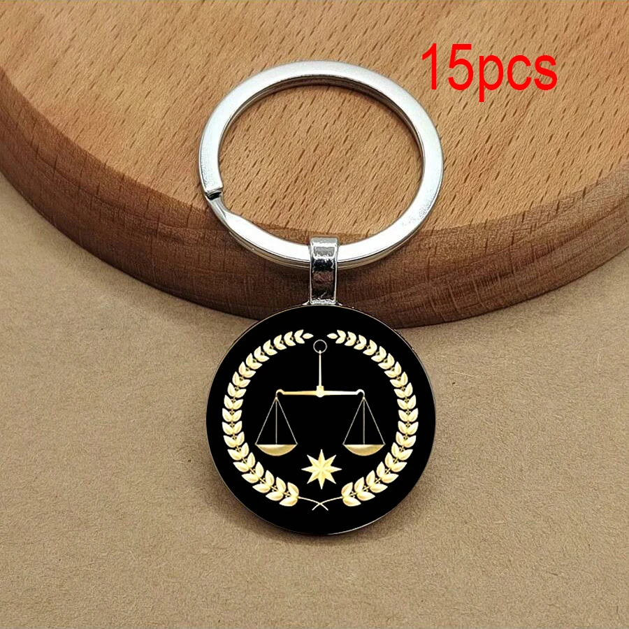 15pcsDiy Lawyer Keychain Justice Balance Judge Justice Hammer Keychain Law Student Gift Legal Justice Logo