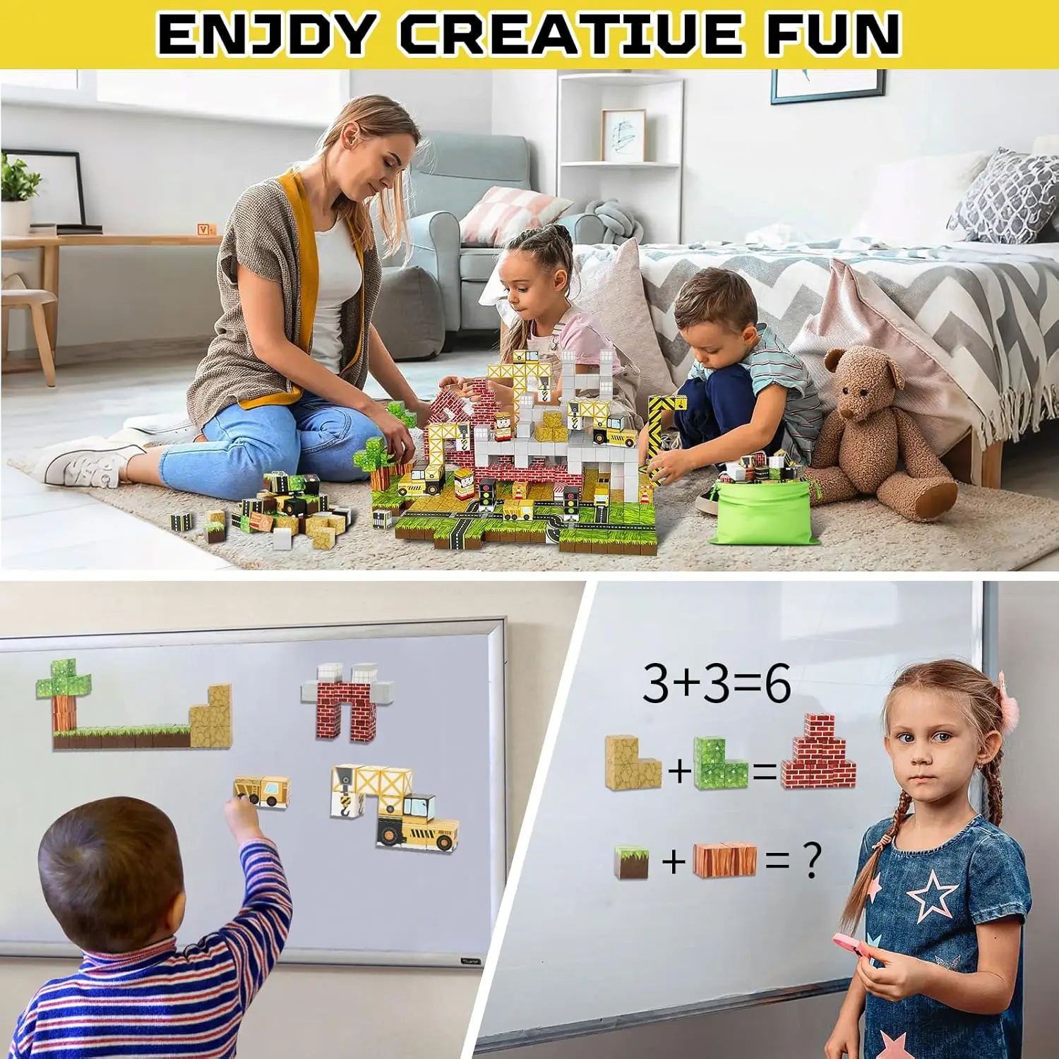 200 pièces blocs de Construction magnétiques ensemble de jouets 100 pièces Cubes magnétiques empilage ensemble de Construction tige Montessori jouets sensoriels cadeau du nouvel an