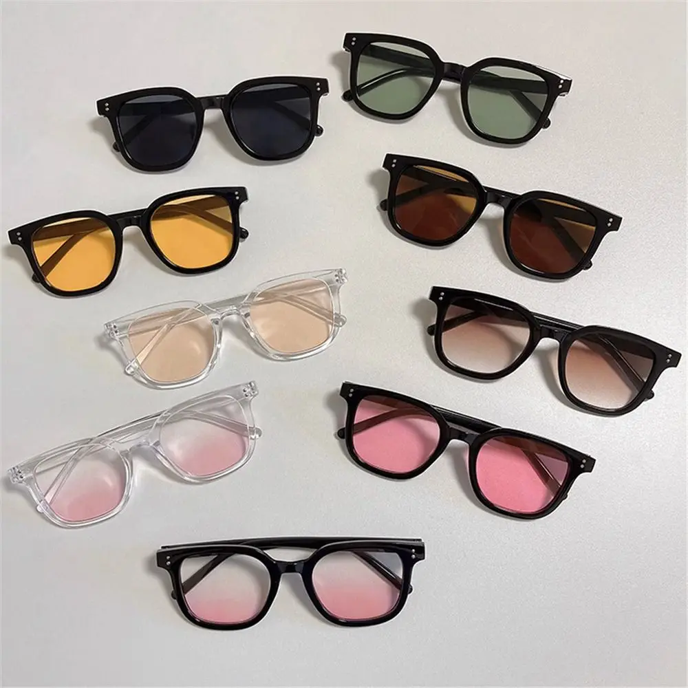 Square Gradient Blush Sunglasses No Makeup UV400 Protection Anti-Glare Shades Decorative Eyewear