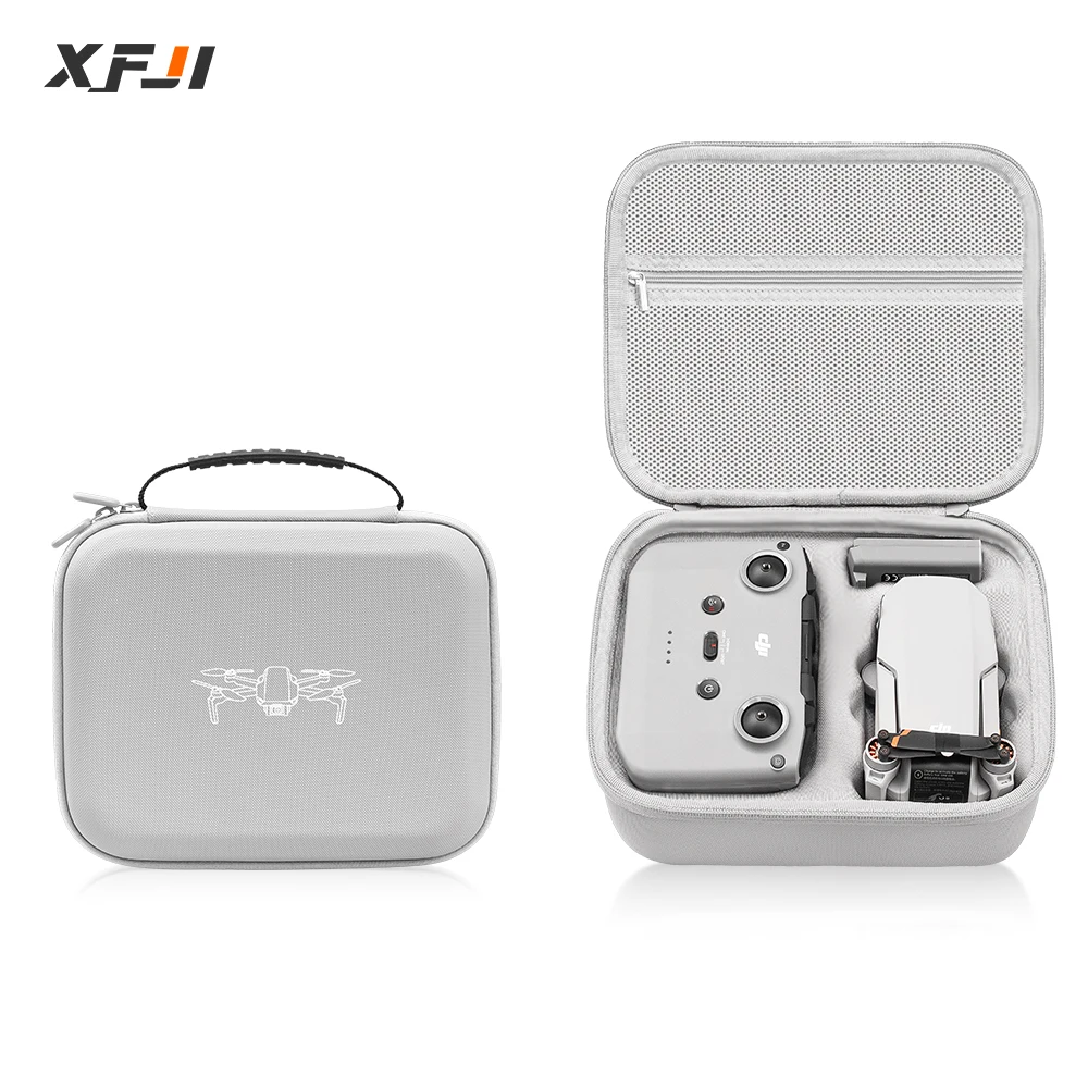 XFJI Storage Bag Protective Carrying Case PU Leather Drop-resistant Handbag for DJI Mini 4K/Mini 2 Drones Controller Accessories