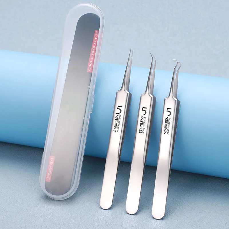 3PCS Ultra Fine No 5 Cell Pimples Black Head Clip Tweezers Beauty Salon Special Scraping Closing Artifact Acne Needle Tool Stain