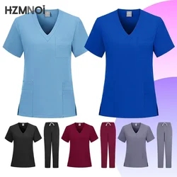 Tops+pants Medical Surgery Uniform Clinical Scrubs Shirt Straight Pants Lab Pet Doctor Nurse Nursing Uniforms Set Women Workwear