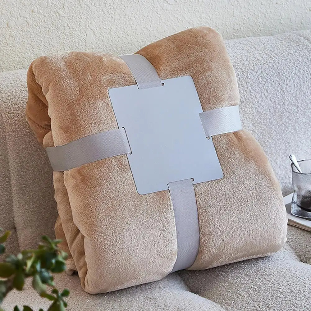 Foldable Blanket Solid Color Flannel Throw Blanket Lightweight Plush Bed Cover Soft Fuzzy Sofa Blanket for Cozy Nap Sleeping