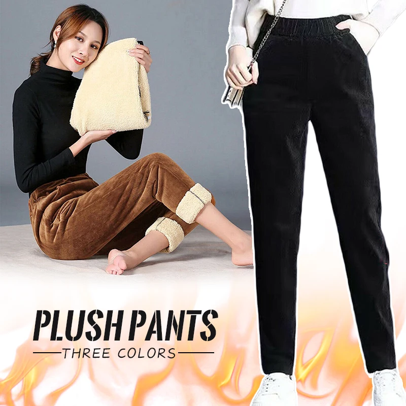 2023 Women Winter Sweatpants Super Warm Thick Fleece Pants Casual Cashmere Trousers Female Thick Lined Fleece Pants