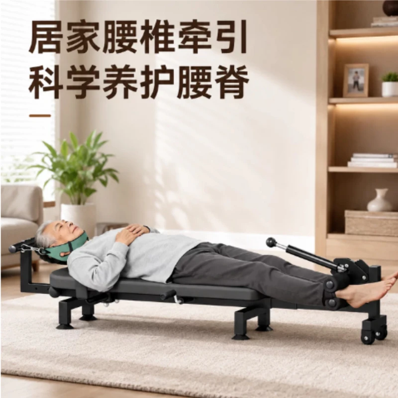 Home Spine Lumbar Traction Stretcher, Fitness Inversion Table for Cervical Relief & Height Adjustment