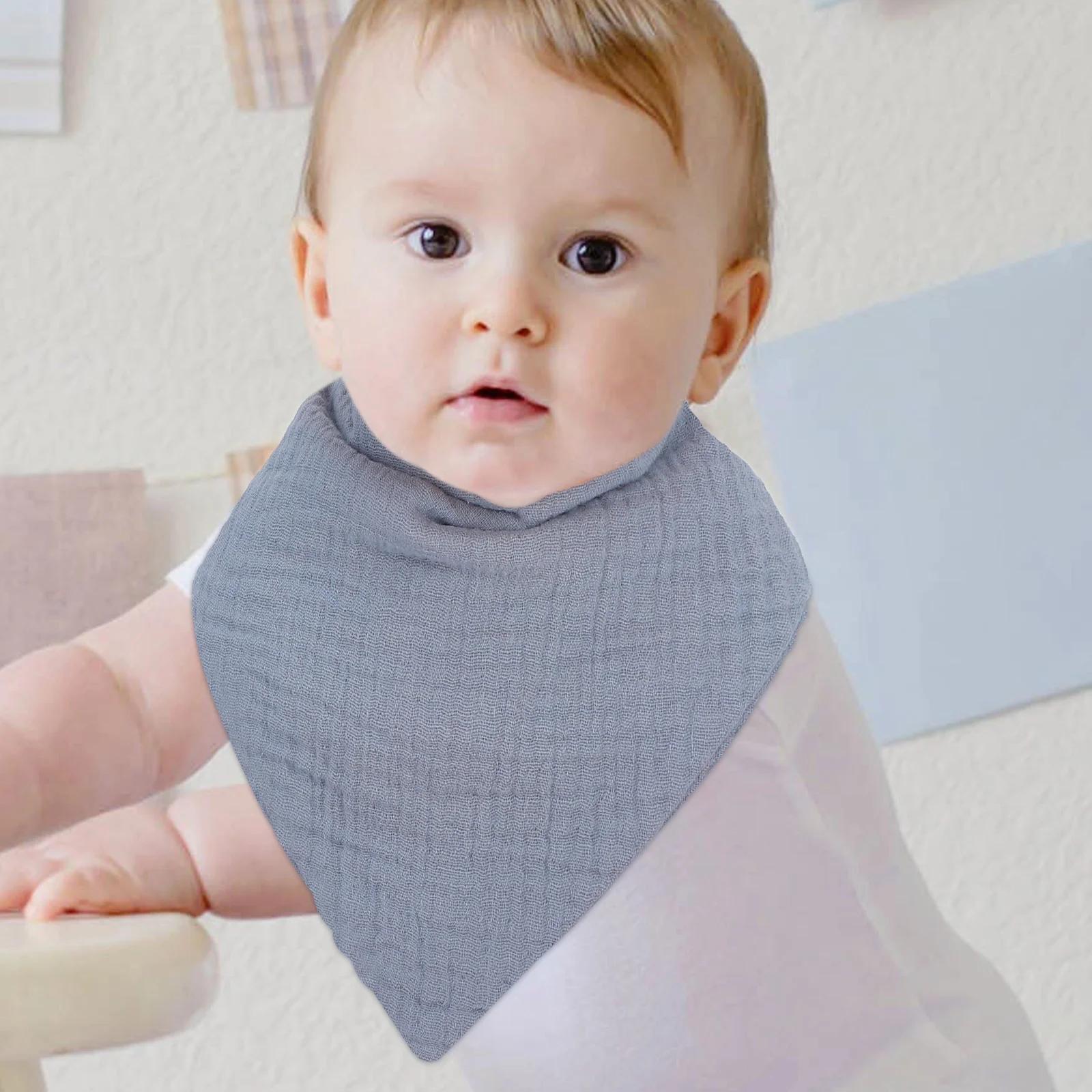 

2Pcs Thick Cotton Baby Drool Bibs Triangular Adjustable Newborn Feeding Bandanas Soft Breathable Triangular Baby Bibs