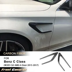 Front Side Fender Vents Scoops for Mercedes Benz C Class W205 C63 AMG 4 Door 2015-2017 Front Side Fins Splitters Carbon Fiber