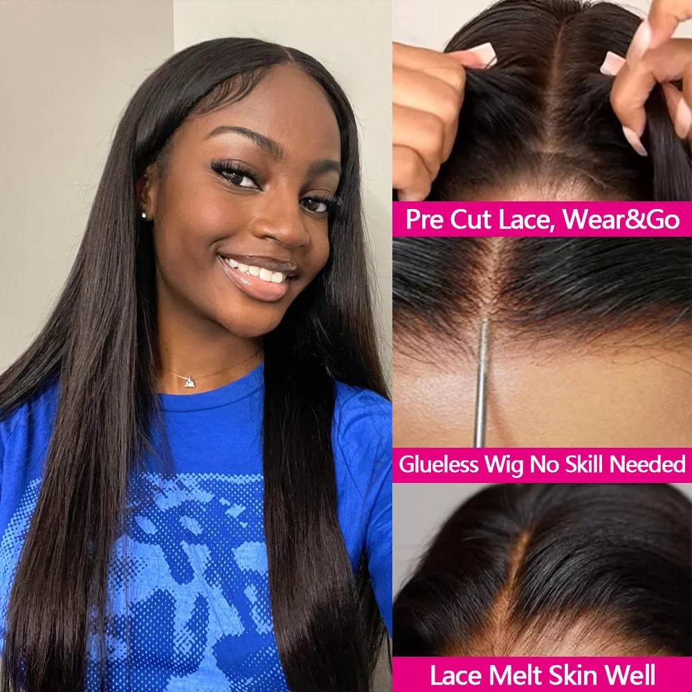 26 28 inch Straight Glueless Wig Human Hair Ready to Wear And Go Human Hair Wigs for Women Pre Plucked Natural Hairline No Glue