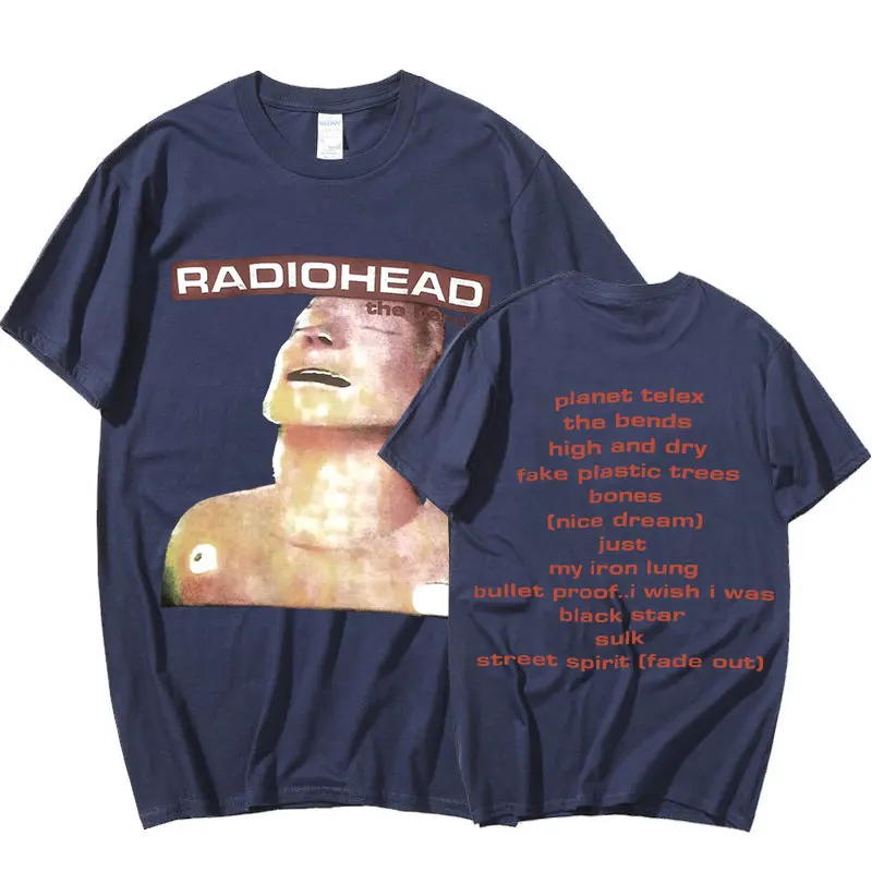 Vintage Rock Band Radiohead T Shirt Men 100% Cotton T-shirts Hip