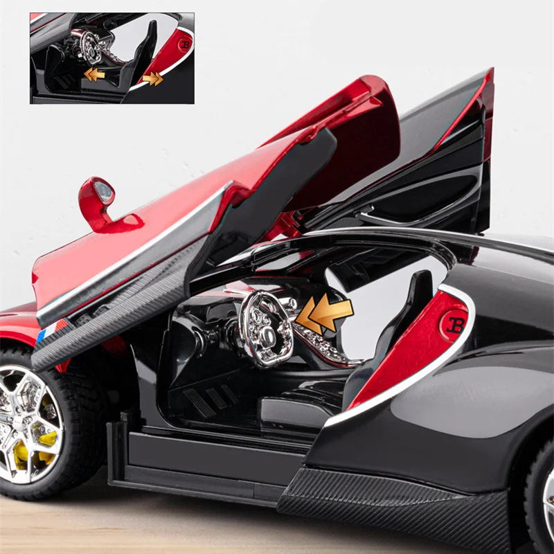 1:24 Tourbillon Chiron Legierung Sportwagen Modell Druckguss Metall Super Racing Fahrzeuge Auto Modell Sound und Licht Simulation Kinder Geschenk
