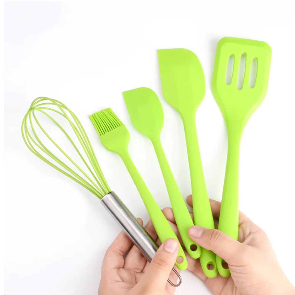 

5pcs Baking Kitchen Tools Set Silicone Stainless Steel Utensils Nonstick Heat Resistant Spatula Whisk Scraper For Home