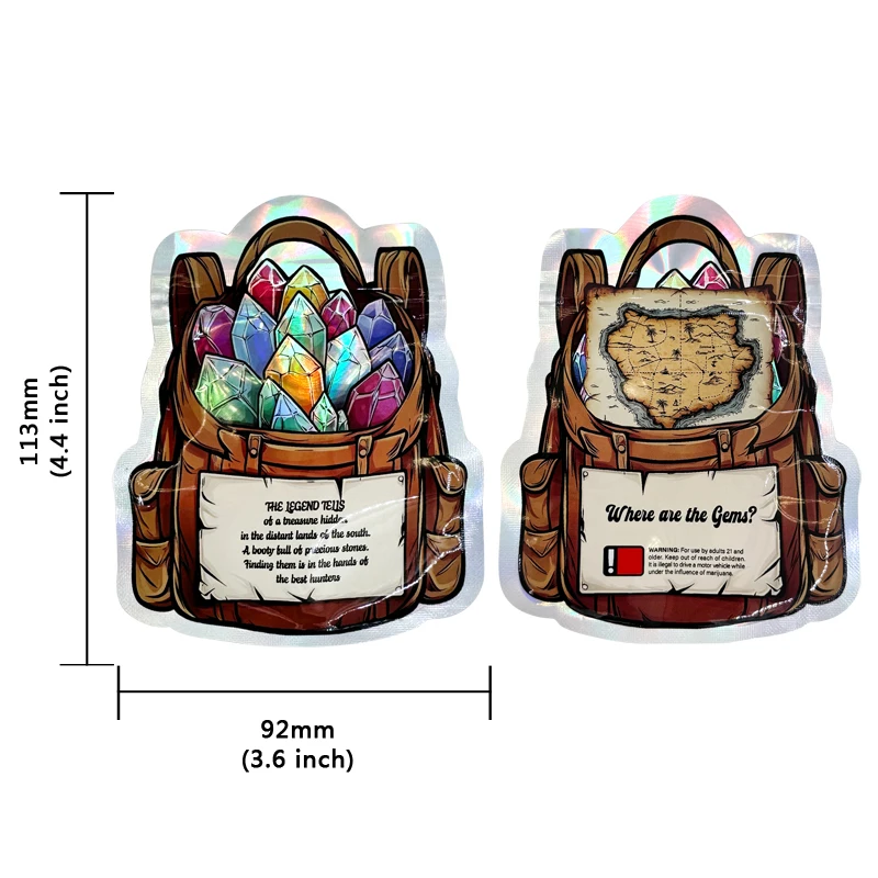 BACKPACK Bag Small Shape 9x11cm 100 pcs 1-3.5g Mylar Bags Holographic Zipper Bag Smell Proof Zip lock Pouch Small Bags