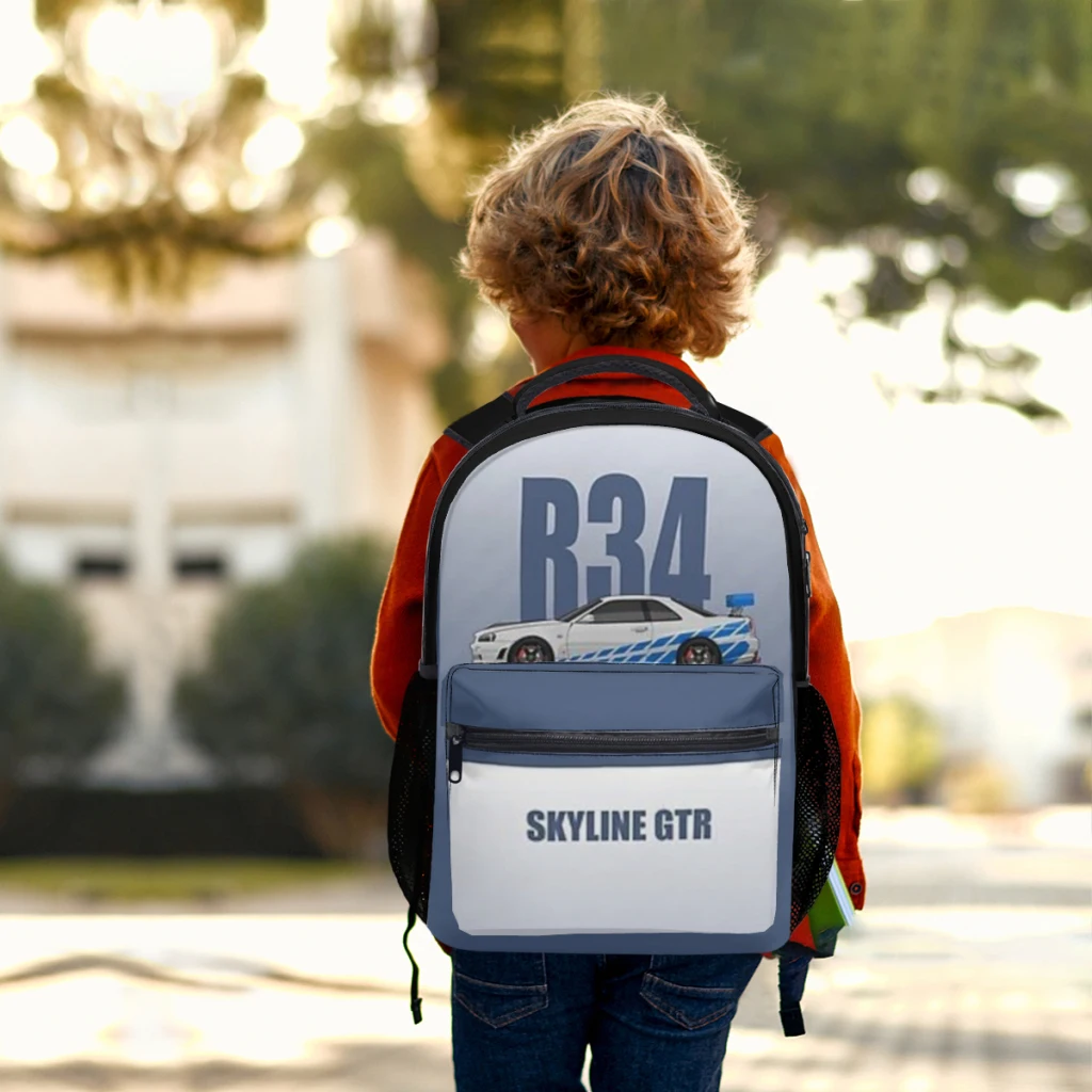 Bolsa de computador impermeável lavável, Skyline GTR R34 Mochila Versátil, Grande capacidade, Unisex