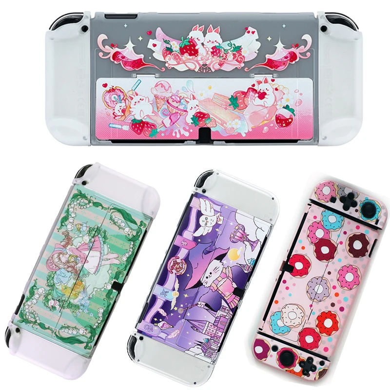 Cute Bunny Cat Protective Case Cover for Nintendo Switch Oled Anti-Scratch Hard PC Thin Case Cover for Switch OLED Game Console