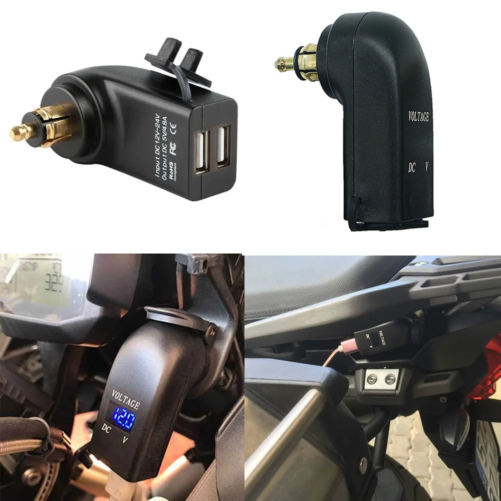 DIN Hella Plug to Dual USB Charger for BMW Ducati Triumph R1200RT R1250GS R1200GS F800ST F800R F800GS R1300GS ADV R12 Motorcycle