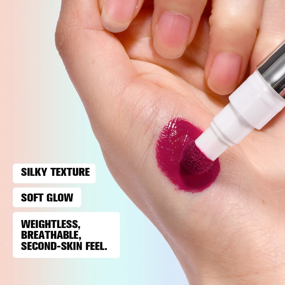 6 色の液体スポンジチーク頬紅フェイスハイライター長期的な自然な肌の色合いフェイスブラッシュスポンジ杖頬メイク用